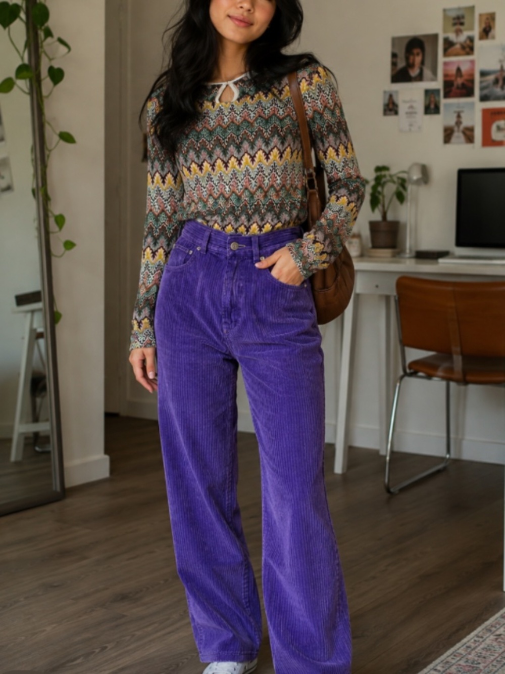 🦋3/$20 BDG Purple Corduroy High-Rise Boho Straight Jeans